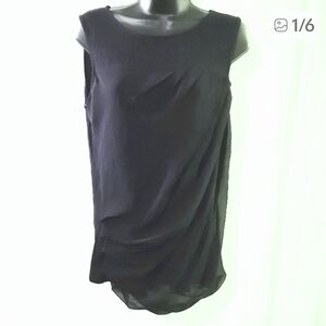 Mexx Black Draped Top Medium Sleeveless Blouse Layered Front Dressy M